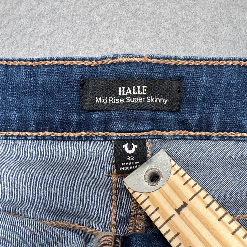 True Religion Jeans Women's 32 Blue Denim Halle Mid Rise Super Skinny Slim Fit - Picture 6 of 6